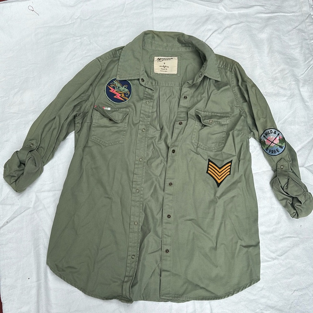 Arizona Button up Patchwork detailing NWOT